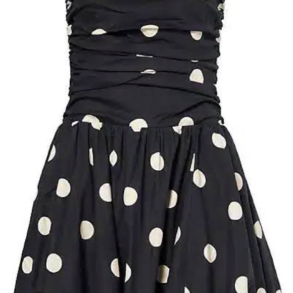 Reformation Black Strapless Dress with Cream Polka Dots - Picture 3 of 4